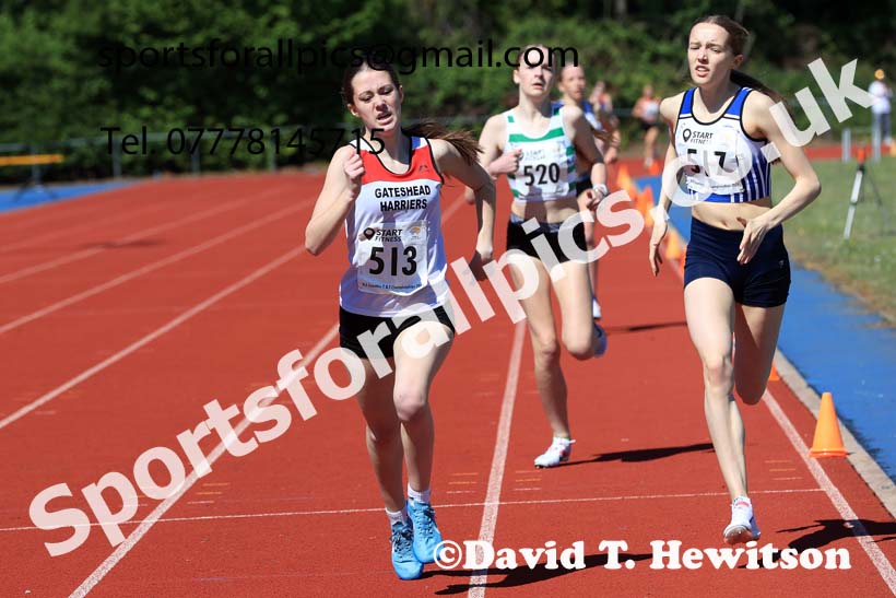 Womens under-17s 800 metres, 2025 North Eastern Track and Field Champs., Shildon, County Durham. Photo: David T. Hewitson/Sports for All Pics